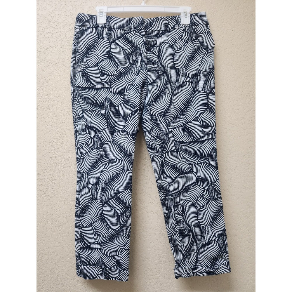 Ann Taylor Women 10 Capri Pants Blue Navy Casual Summer Beach Dressy Cotton
